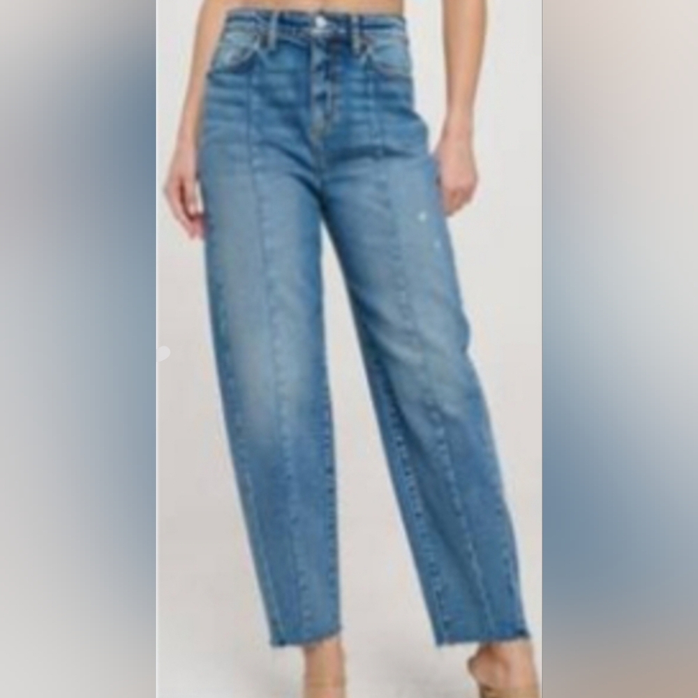 Sneak Peek Light Blue Denim Barrel Straight Leg Jeans  Waist 14"